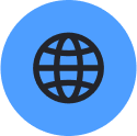 a blue web logo