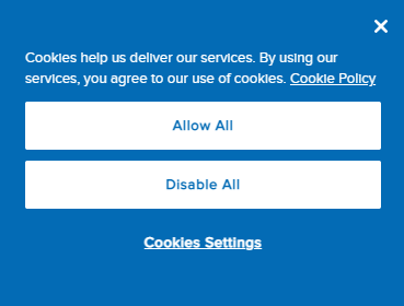 Cookie settings pop-up, prompting the reader to allow or disable.