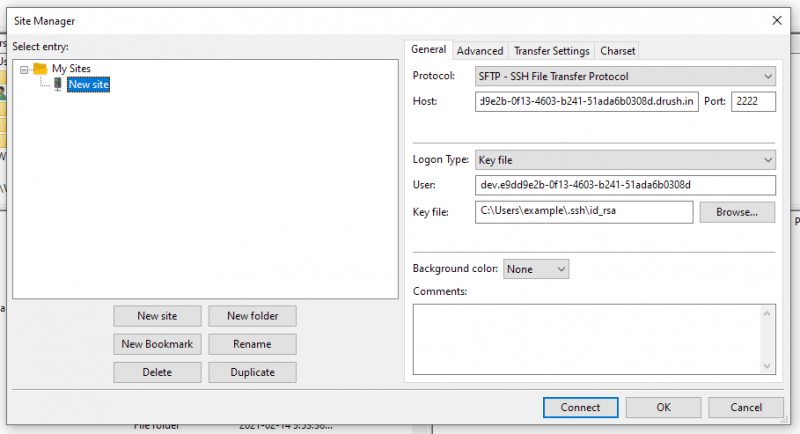 FileZilla go to File, Site Manager
