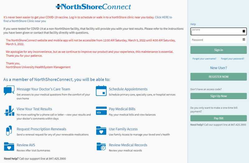 NorthShore Connect website