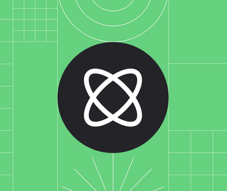 an atom icon on a green background