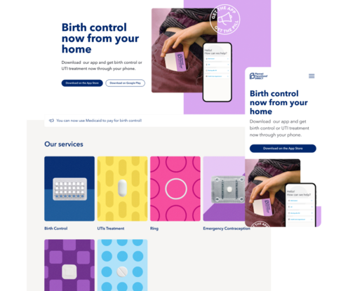 A screenshot of the Planned Parenthood Direct website
